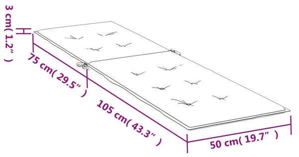 VidaXL Μαξιλάρι Σεζλόνγκ Κρεμ (75+105) x 50 x 4 εκ