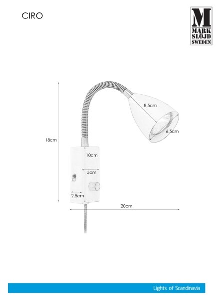 Markslöjd 106588 - Φωτιστικό τοίχου με dimmer CIRO 1xGU10/7W/230V λευκό