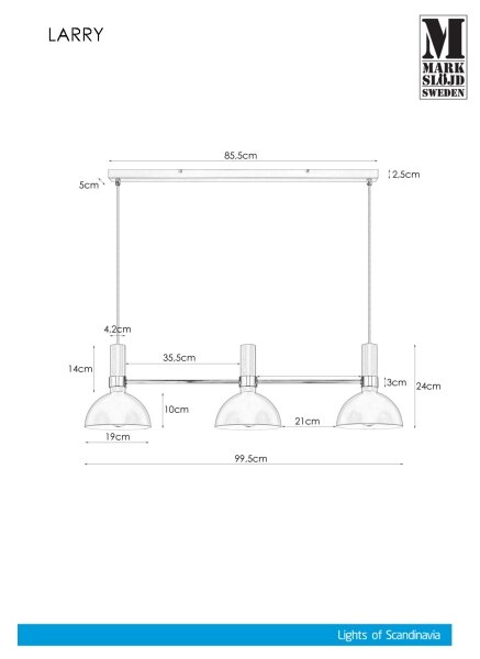 Markslöjd 106855 - Πολύφωτο σε σχοινί LARRY 3xE27/60W/230V μαύρο/λαμπερό χρώμιο