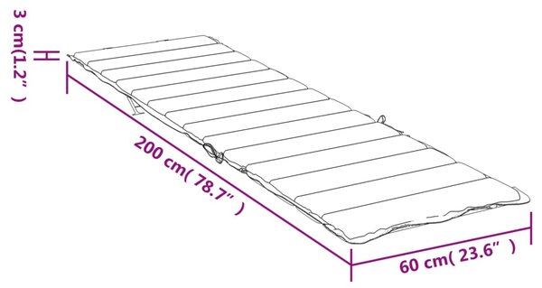 VidaXL Μαξιλάρι Ξαπλώστρας Μπλε Ρουά 200x60x3 εκ. από Ύφασμα Oxford