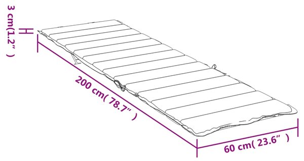 VidaXL Μαξιλάρι Ξαπλώστρας Γκρι Καρό 200 x 60 x 3εκ. από Ύφασμα Oxford