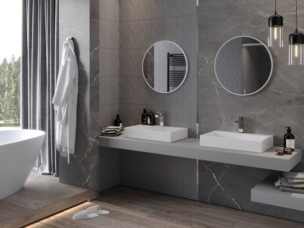 Mexen Loft στρογγυλός καθρέφτης μπάνιου 60 εκ., λευκό πλαίσιο - 9850-060-060-000-20