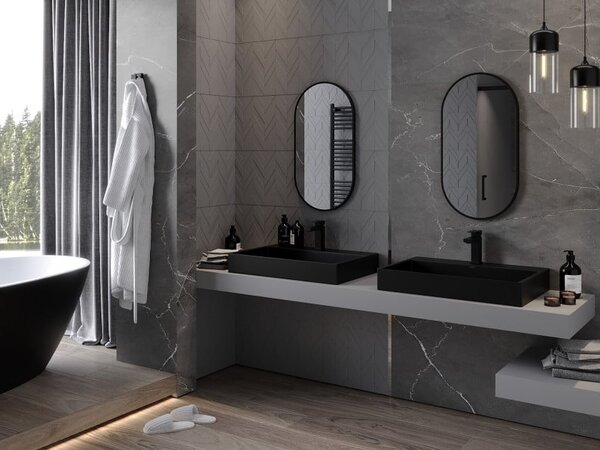 Mexen Loft οβάλ καθρέφτης μπάνιου 75 x 40 cm, μαύρο πλαίσιο - 9851-075-040-000-70