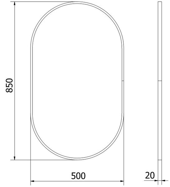 Mexen Loft Οβάλ καθρέφτης μπάνιου 85 x 50 cm, πλαίσιο σε βουρτσισμένο χρυσό