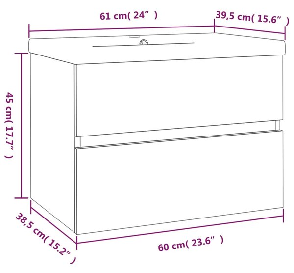 VidaXL Ντουλάπι Μπάνιου με Νιπτήρα Γκρι Sonoma από Επεξεργασμένο Ξύλο