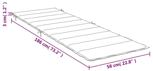 VidaXL Μαξιλάρι Ξαπλώστρας Μπορντό 186 x 58 x 3 εκ. από Ύφασμα Oxford