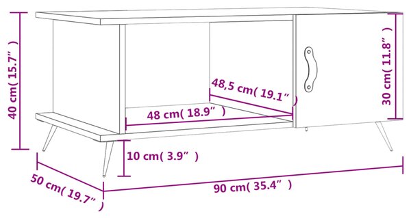 VidaXL Τραπεζάκι Σαλονιού Καφέ Δρυς 90x50x40 εκ. Επεξεργασμένο Ξύλο