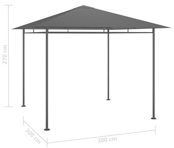 VidaXL Κιόσκι Ανθρακί 3 x 3 x 2,7 μ. 180 γρ./μ²