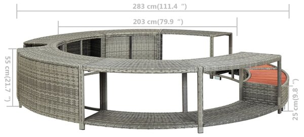 VidaXL Πλαίσιο Τζακούζι Γκρι από Συνθετικό Ρατάν