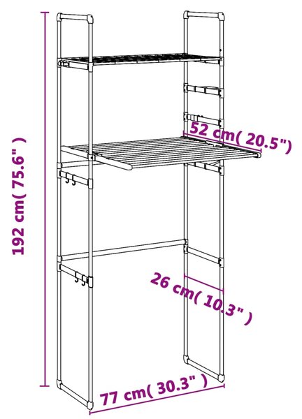 VidaXL Ράφι Πλυντηρίου 77 x 52 x 192 εκ. από Αλουμίνιο