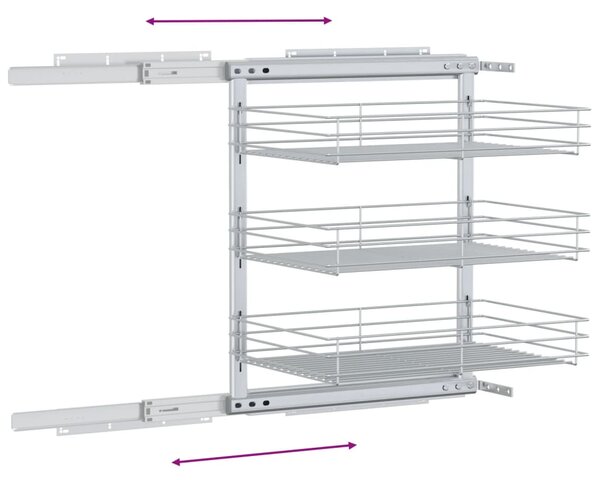 VidaXL Βαγονέτο Κουζίνας Τριώροφο Συρόμενο Ασημί 47x35x56 εκ Συρμ