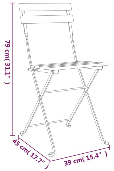 VidaXL Τραπεζαρία Bistro Πτυσσόμενη Σετ 3 τεμ Μασίφ Ξύλο Teak & Ατσάλι