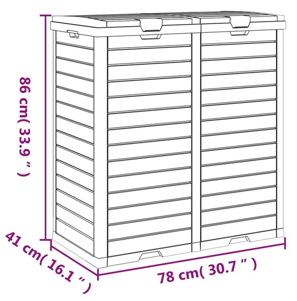 VidaXL Εξωτερικός Κάδος Απορριμμάτων Μαύρος 78x41x86 εκ Πολυπροπυλένιο