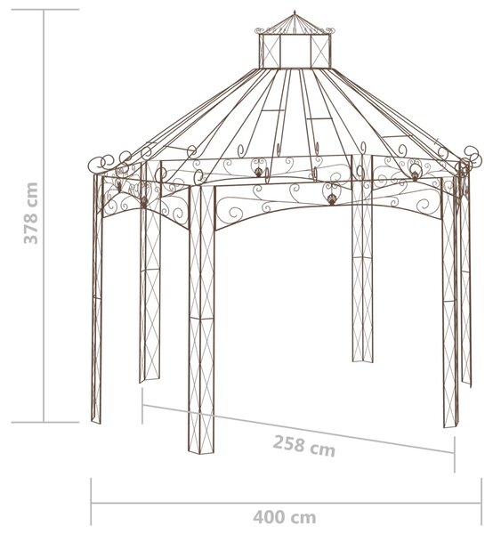 VidaXL Κιόσκι Κήπου Αντικέ Καφέ 400 x 258 x 378 εκ. Σιδερένιο