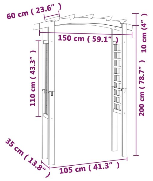 VidaXL Αψίδα Καφασωτό 150 x 60 x 210 εκ. από Ξύλο