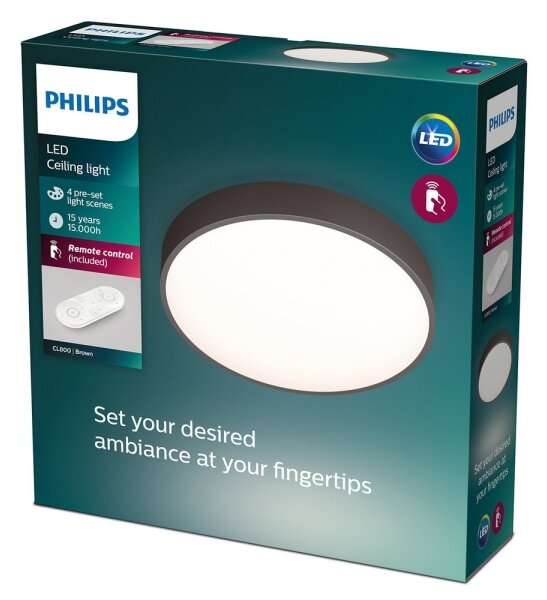 Philips 60262/43/P5 - LED Dimmable φωτιστικό οροφής BROWN 1xLED/28W/230V + RC