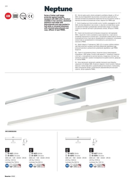 Redo 01-1674 - Φως καθρέφτη μπάνιου LED NEPTUNE LED/12W/230V IP44