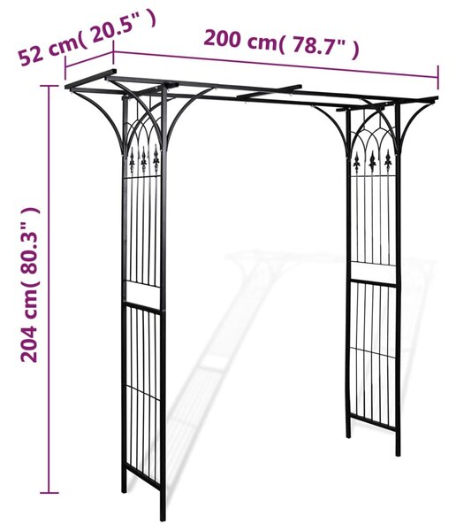 VidaXL Αψίδα Κήπου 200 x 52 x 204 εκ