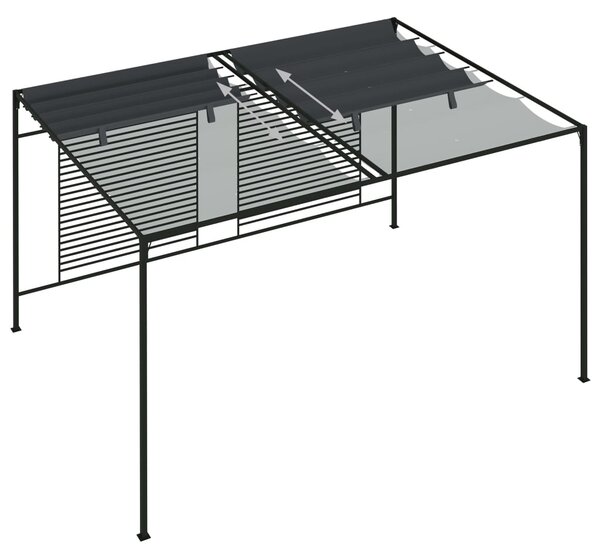 VidaXL Πέργκολα με Πτυσσόμενη Οροφή Ανθρακί 4 x 3 x 2,3 μ. 180 γρ./μ²