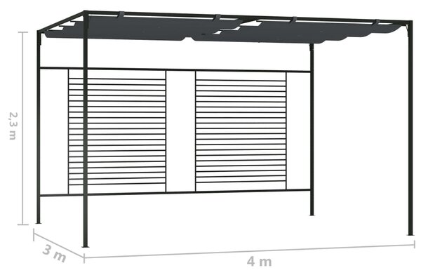 VidaXL Πέργκολα με Πτυσσόμενη Οροφή Ανθρακί 4 x 3 x 2,3 μ. 180 γρ./μ²