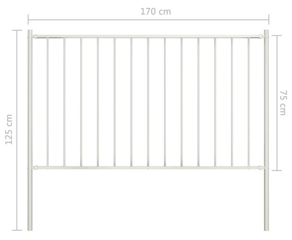 VidaXL Πάνελ Περίφραξης Λευκό 1,7x0,75 μ. Ατσάλι Ηλεκτρ. Βαφή + Στύλοι
