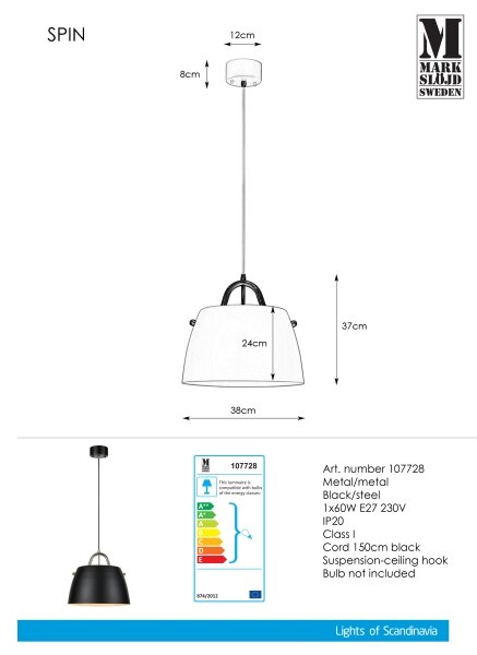 Markslöjd 107728 - Πολύφωτο σε σχοινί SPIN 1xE27/60W/230V