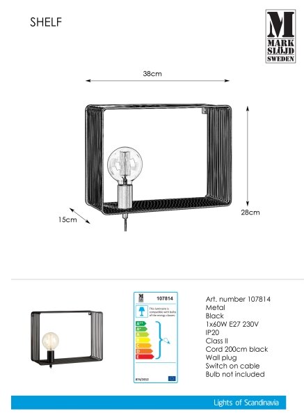 Markslöjd 107814 - Φως τοίχου SHELF 1xE27/60W/230V