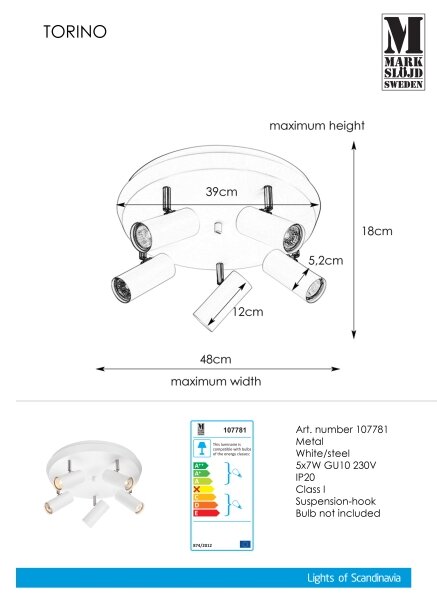 Markslöjd 107781 - Φωτιστικό σποτ TORINO 5xGU10/7W/230V