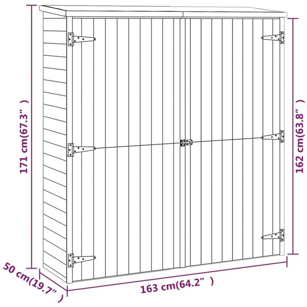 VidaXL Αποθήκη Εργαλείων Κήπου 163x50x171 εκ. Μασίφ Ξύλο Πεύκου