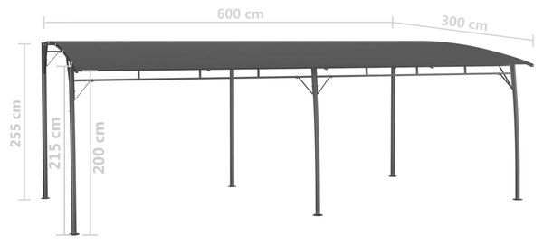 VidaXL Τεντοπέργκολα Κήπου Ανθρακί 6 x 3 x 2,55 μ