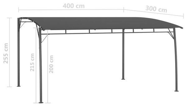 VidaXL Τεντοπέργκολα Κήπου Ανθρακί 4 x 3 x 2,55 μ