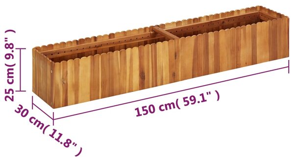 VidaXL Ζαρντινιέρα Υπερυψωμένη 150 x 30 x 25 εκ. Μασίφ Ξύλο Ακακίας