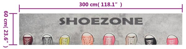 VidaXL Χαλί Κουζίνας Πλενόμενο Επιγραφή Shoezone 60x300 εκ. Βελούδινο