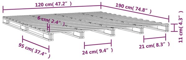 VidaXL Κρεβάτι από Παλέτες Μελί 120x190 εκ. Μασίφ Πεύκο Small Double