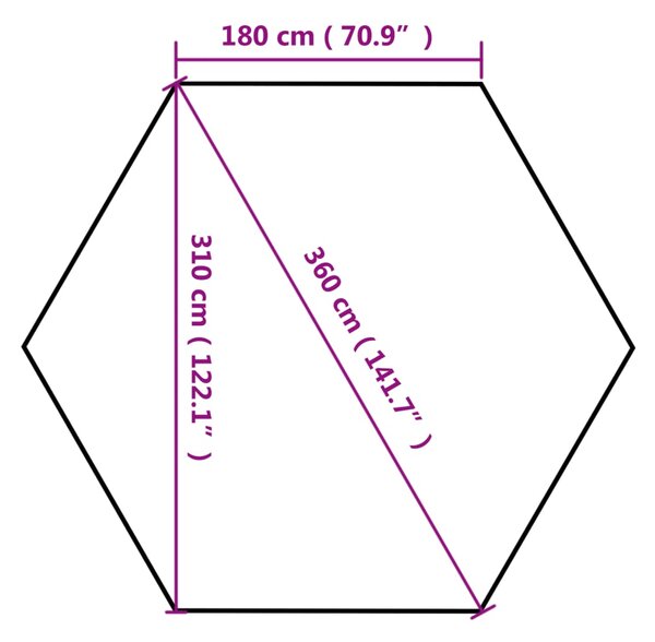 VidaXL Εξαγωνική Πτυσσόμενη Τέντα 3,6 x 3,1 μ. Taupe 220 γρ/μ²