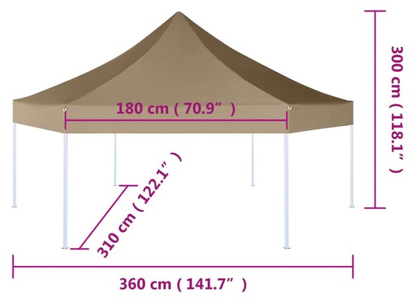 VidaXL Εξαγωνική Πτυσσόμενη Τέντα 3,6 x 3,1 μ. Taupe 220 γρ/μ²