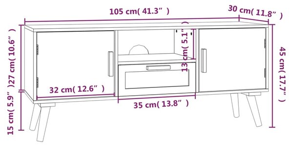 VidaXL Έπιπλο Τηλεόρασης με Πόρτες 105x30x45 εκ. Επεξεργασμένο Ξύλο