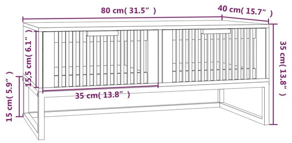 VidaXL Τραπεζάκι Σαλονιού 80 x 40 x 35 εκ. Επεξεργασμένο Ξύλο & Σίδερο