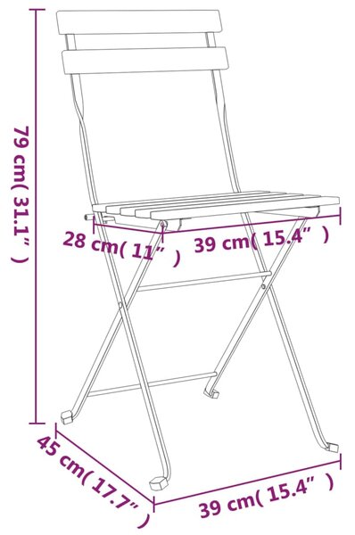 VidaXL Καρέκλες Bistro Πτυσσόμενες 6 τεμ. Μασίφ Ξύλο Teak και Ατσάλι