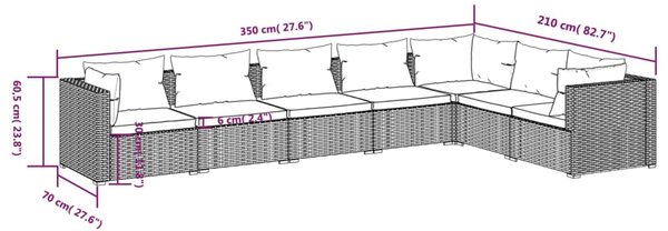 VidaXL Σαλόνι Κήπου Σετ 7 Τεμαχίων Καφέ Συνθετικό Ρατάν με Μαξιλάρια