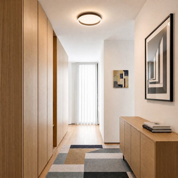 Lucande Φωτιστικό οροφής LED Rotundo, Ø 40 cm, καφέ, με ρυθμιζόμενη ένταση, ρυθμιζόμενος, Καφέ / Σκουριάς, Σαλόνι / τραπεζαρία, Πλαστικό, σύγχρονο