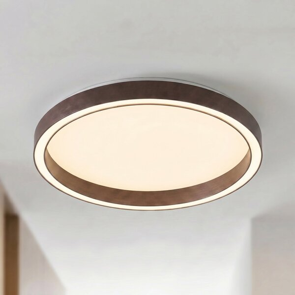 Lucande Φωτιστικό οροφής LED Rotundo, Ø 40 cm, καφέ, με ρυθμιζόμενη ένταση, ρυθμιζόμενος, Καφέ / Σκουριάς, Σαλόνι / τραπεζαρία, Πλαστικό, σύγχρονο