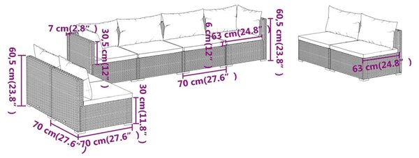 VidaXL Σαλόνι Κήπου 8 Τεμαχίων Γκρι από Συνθετικό Ρατάν με Μαξιλάρια