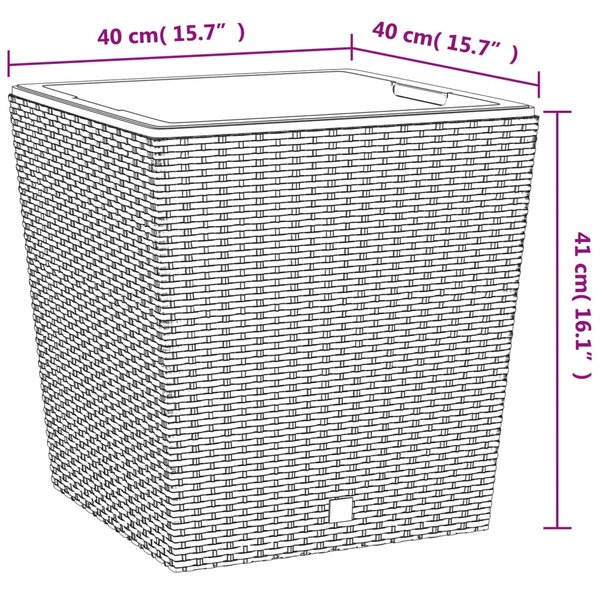 VidaXL Γλάστρα με Αφαιρουμ. Εσωτερικό Ανθρακί 37 / 64 Λίτρων PP/Ρατάν