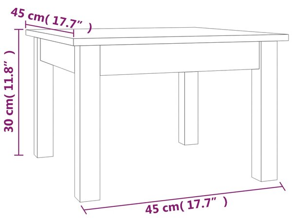 VidaXL Τραπεζάκι Σαλονιού Γκρι 45x45x30 εκ. από Μασίφ Ξύλο Πεύκου