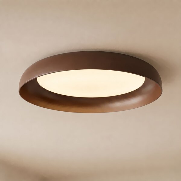 Lindby Φωτιστικό οροφής LED Florie, καφέ, μέταλλο, Ø 40 cm, Καφέ / Σκουριάς, Σαλόνι / τραπεζαρία, Πλαστικό, σύγχρονο