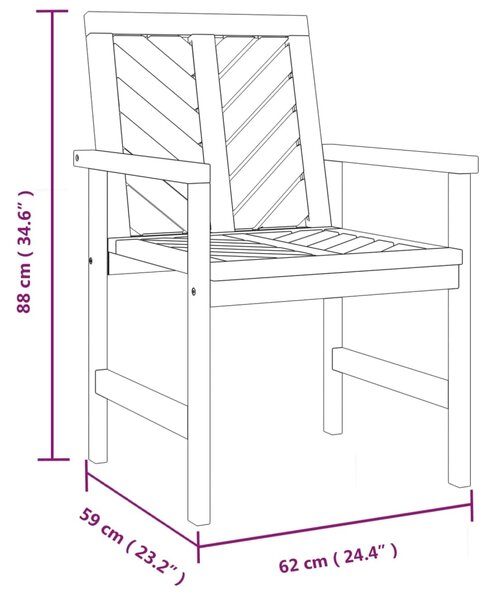 VidaXL Καρέκλες Τραπεζαρίας Κήπου 3 τεμ. από Μασίφ Ξύλο Ακακίας