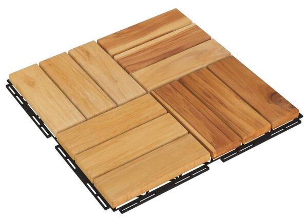 VidaXL Πλακάκια Deck 10 τεμ. 30 x 30 εκ. από Μασίφ Ξύλο Teak