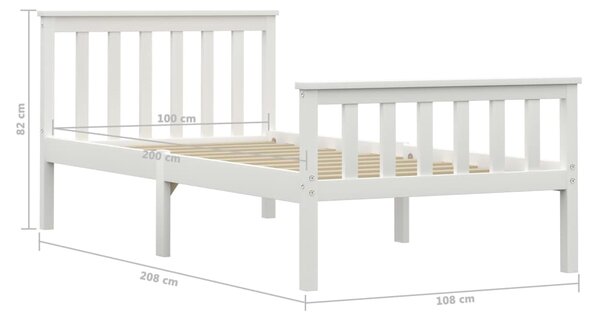 VidaXL Πλαίσιο Κρεβατιού Λευκό 100 x 200 εκ. από Μασίφ Ξύλο Πεύκου