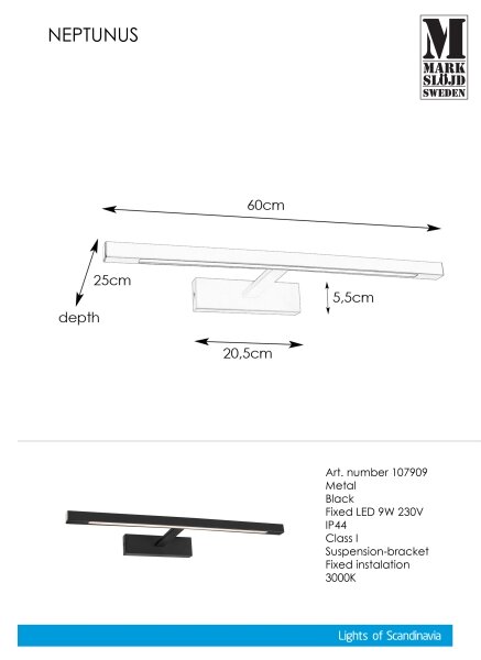 Markslöjd 107909 - Φως καθρέφτη μπάνιου LED NEPTUNUS LED/9W/230V IP44